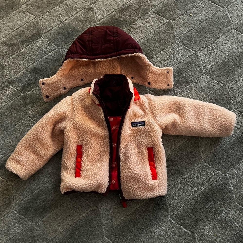 Patagonia Kids Puffer Jacket - Cream and Red